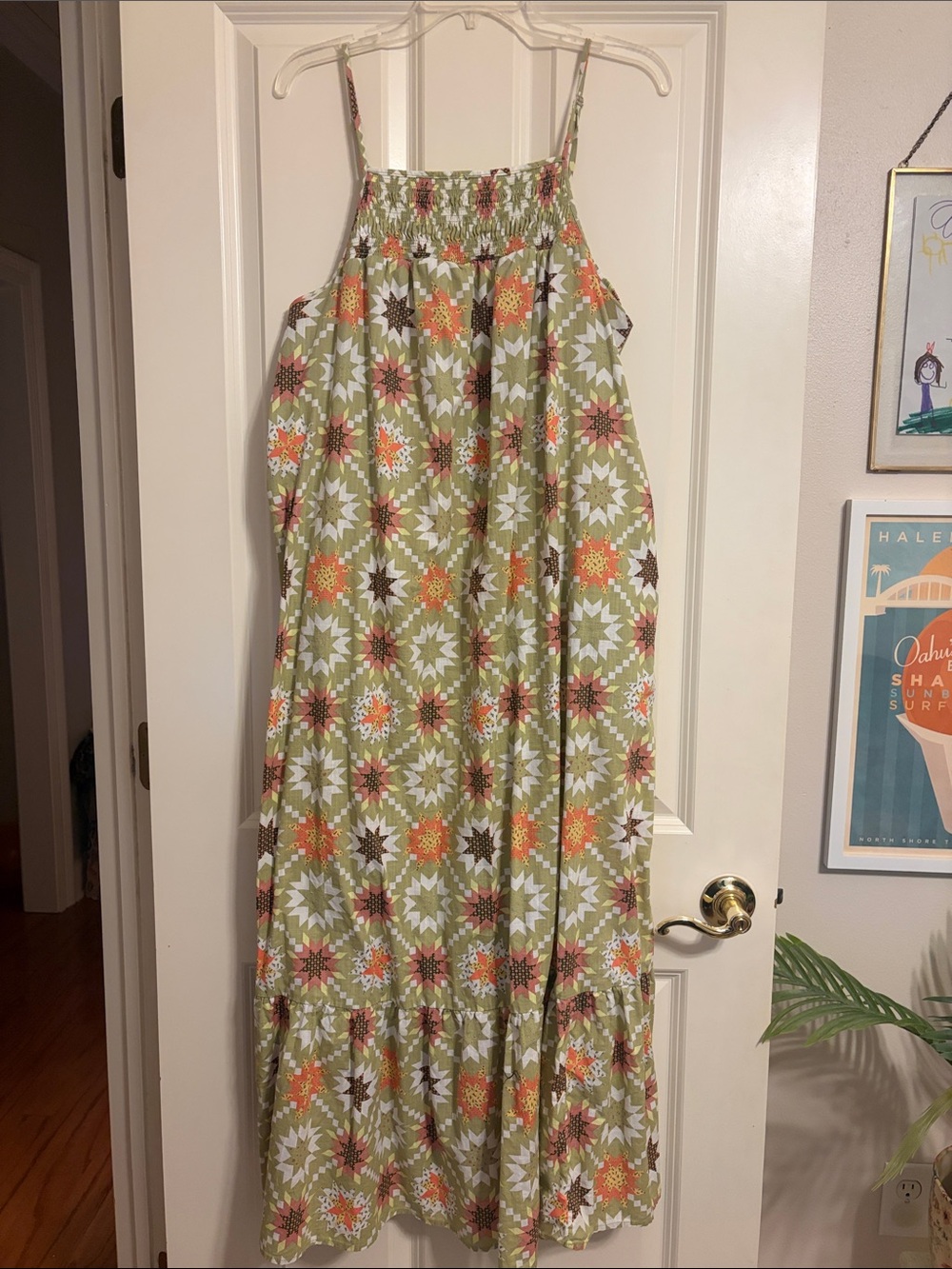Universal Thread XL Quilt Print Sundress Maxi Long Sleeveless Pockets Starburst
